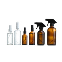 Empty Amber 250ml 500ml 8oz 16oz  Refillable Glass Spray Bottles with Black Trigger Sprayer